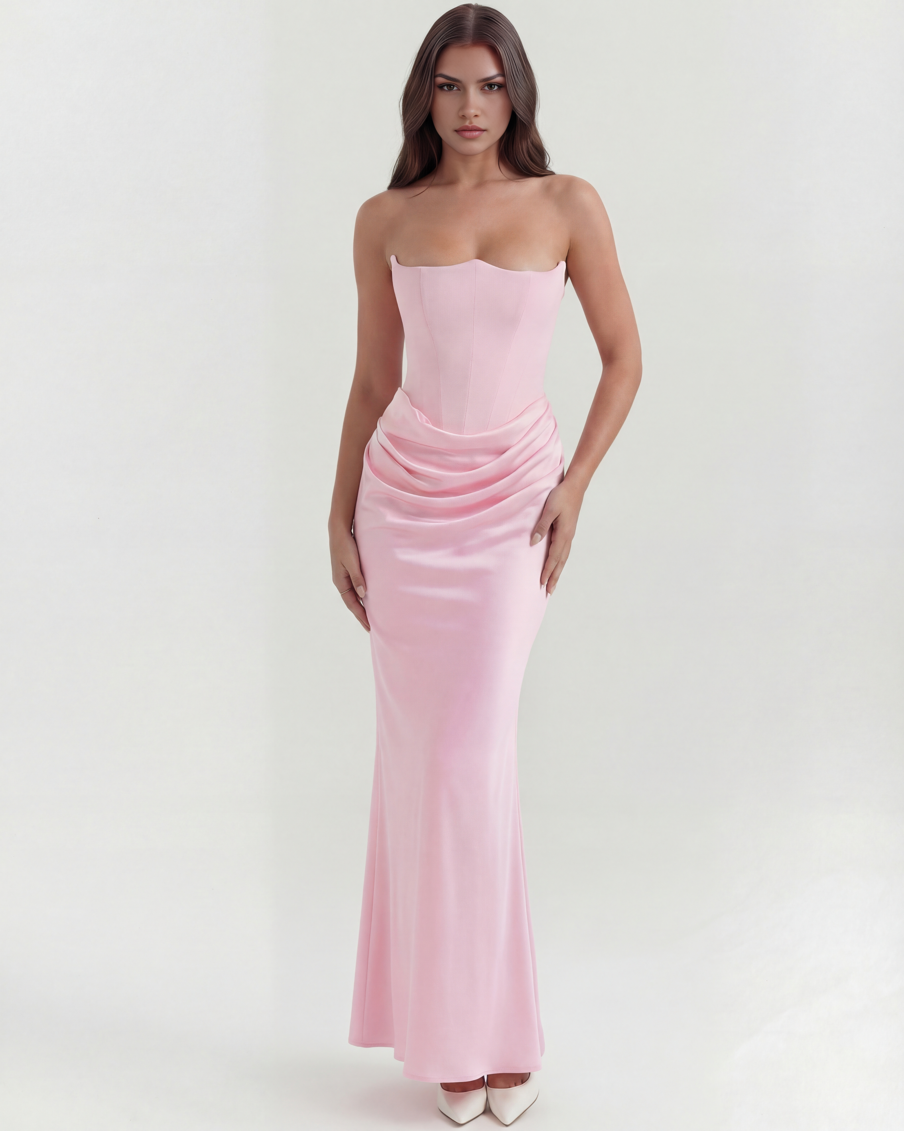 Sculpted corset strapless maxi dress for women | Rosalind