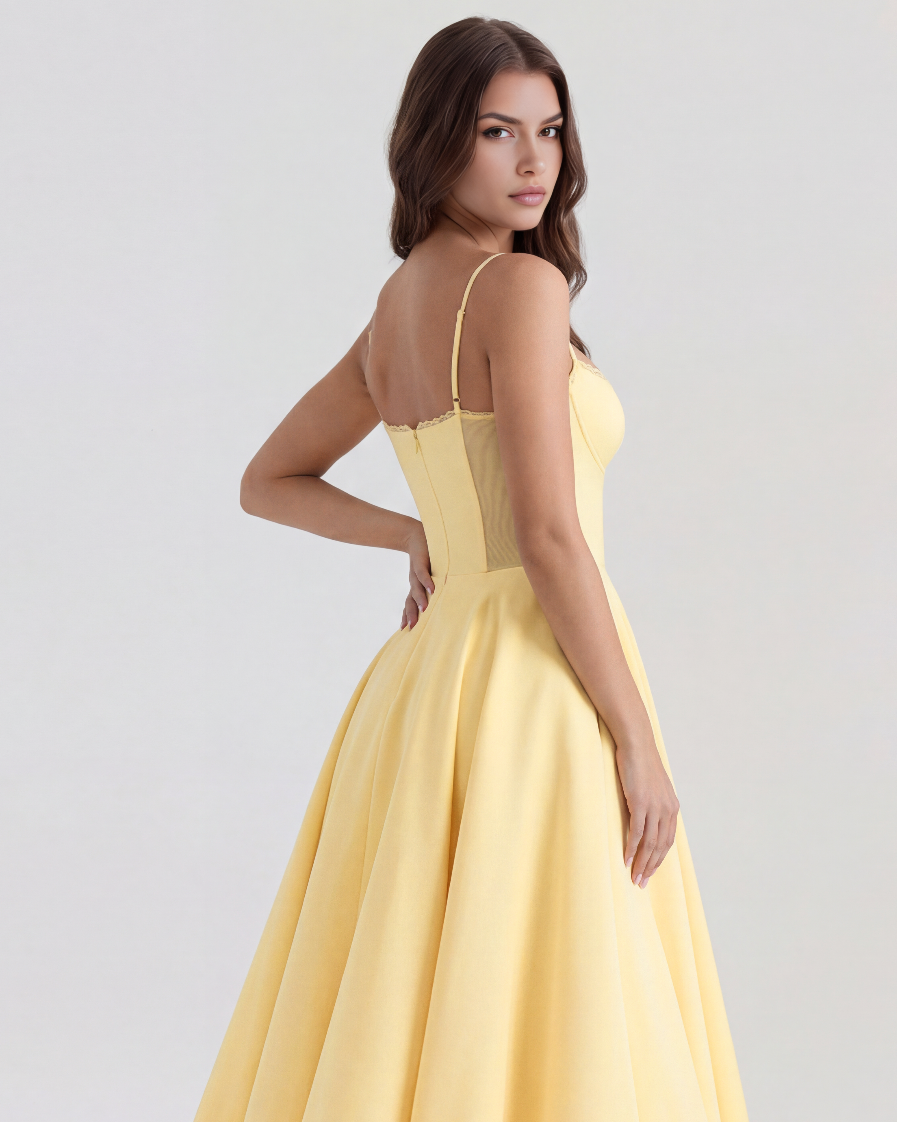 Satin boned corset midi dress for women | Selene