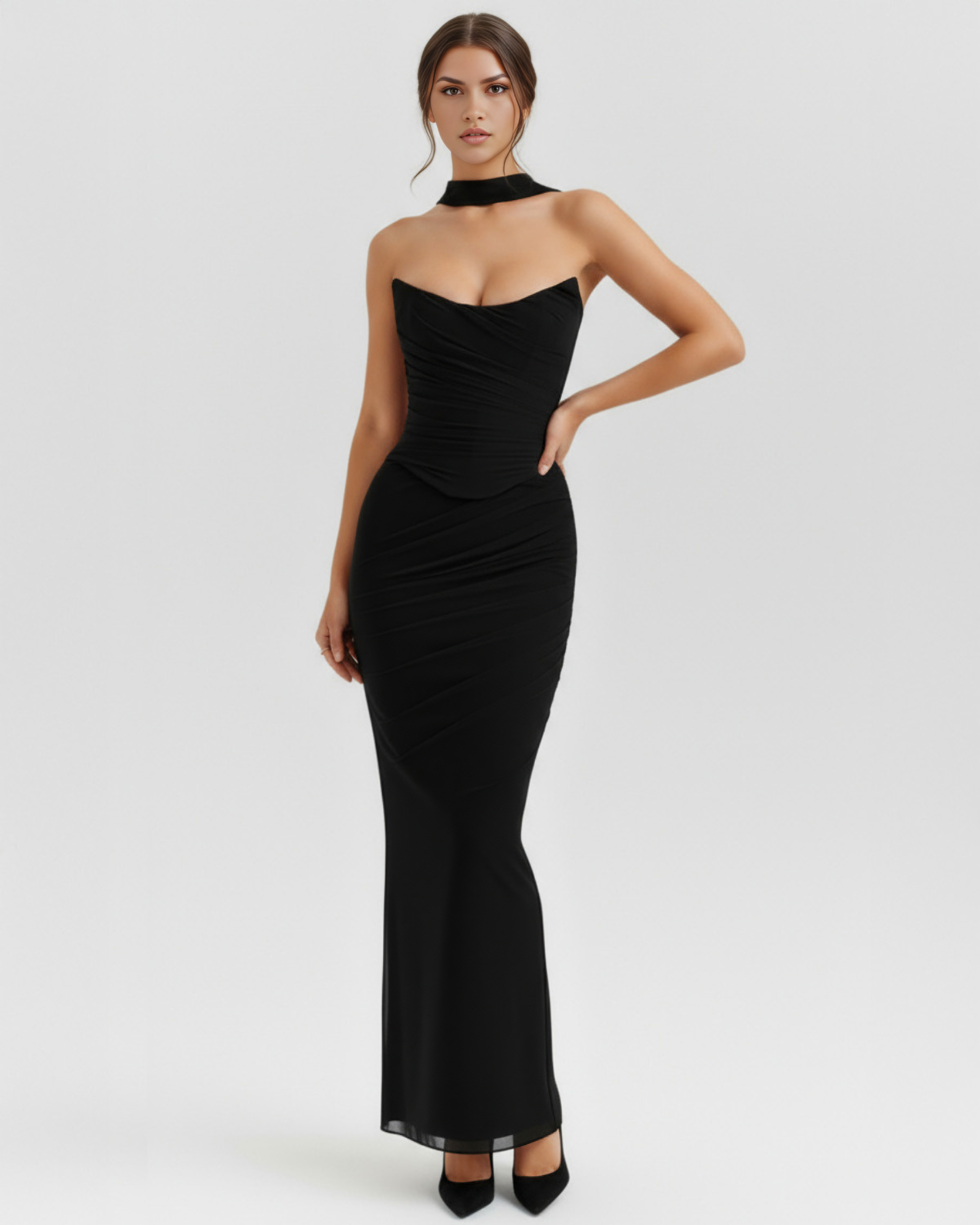 Elegant halter corset maxi dress for women | Malu