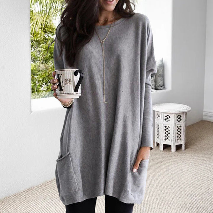 Relaxed long-sleeve pocket tunic for women | Mirelith