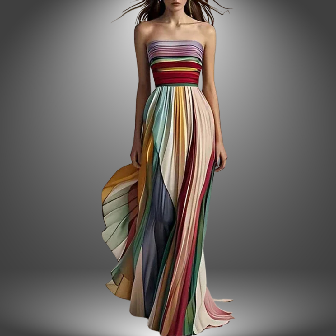 Pleated strapless long dress for women | Ava