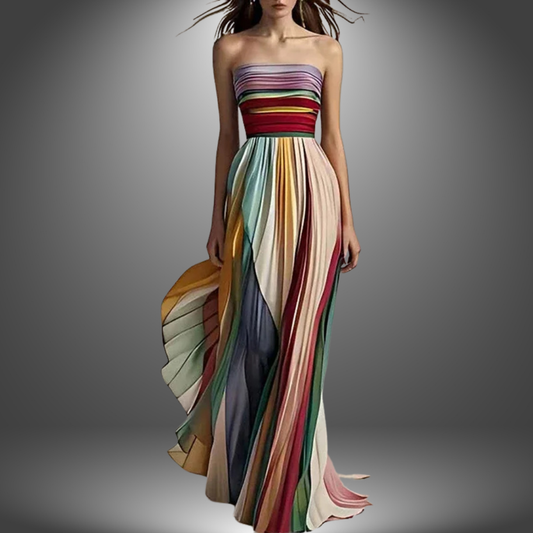 Pleated strapless long dress for women | Ava