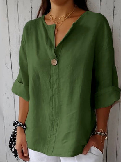 Casual V-neck everyday relaxed blouse for women | Nayla -6