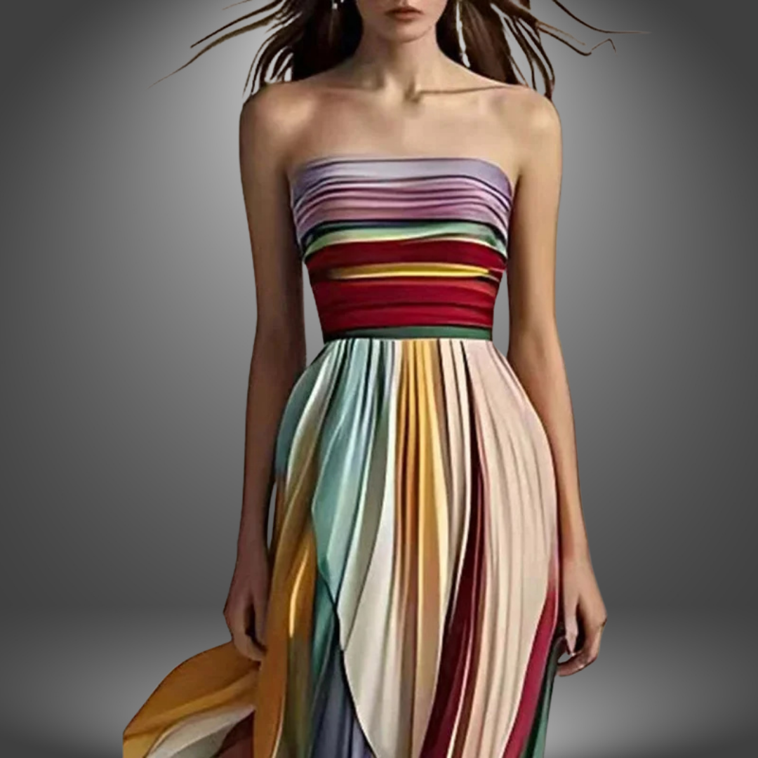 Pleated strapless long dress for women | Ava