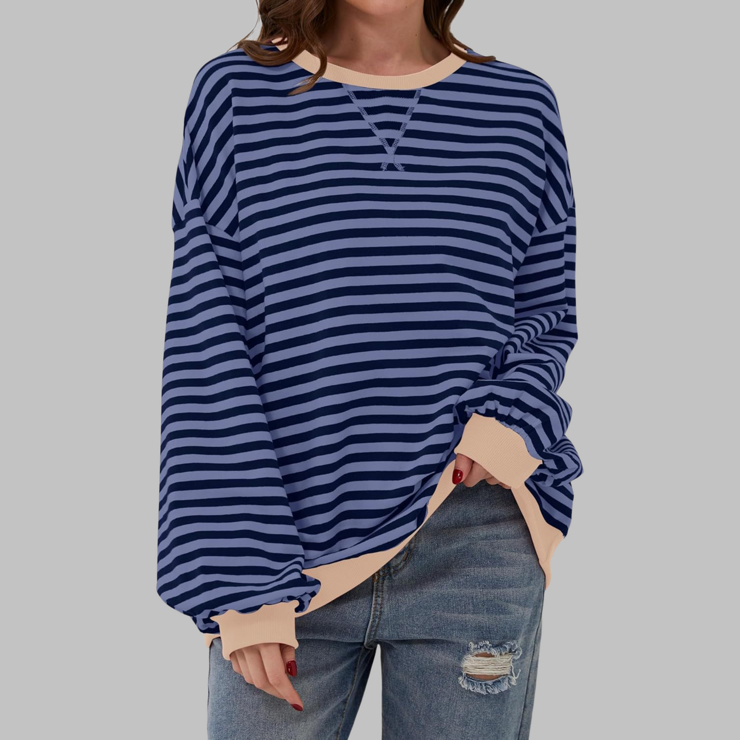 Striped long sleeve sweatshirt for women | Luka