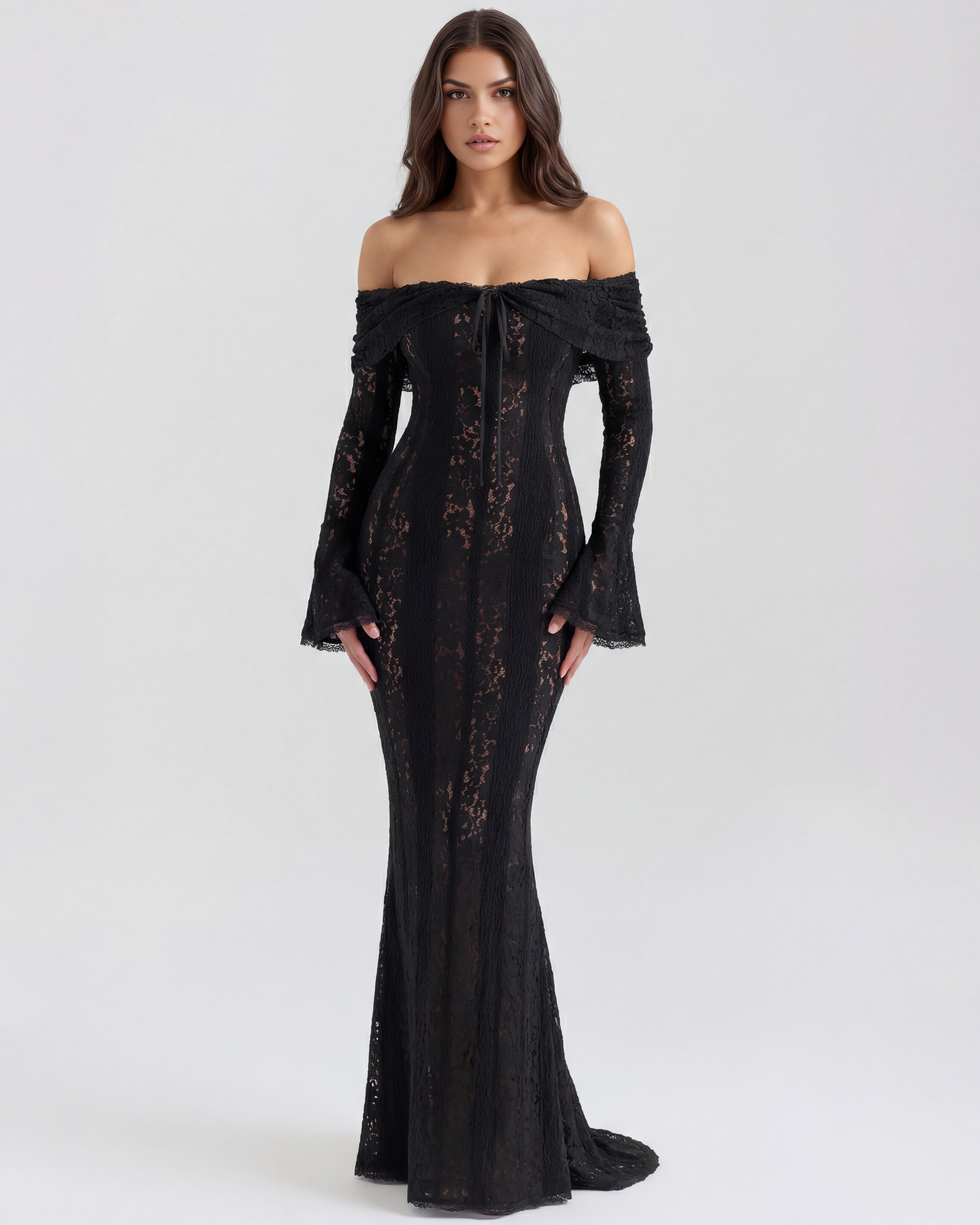Off-shoulder elegant maxi dress for women | Alessandra