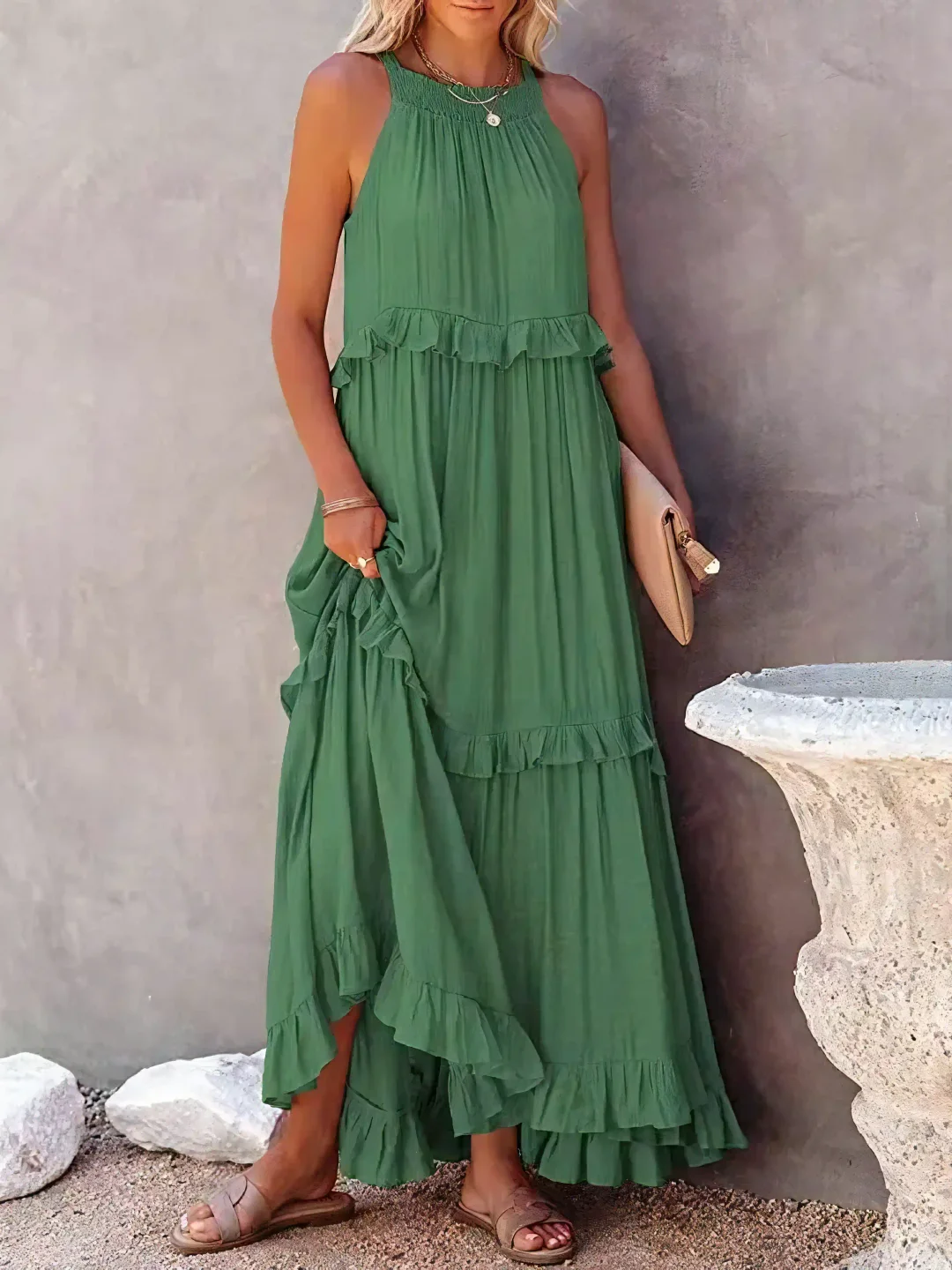 Tiered ruffle maxi dress for women | Lara