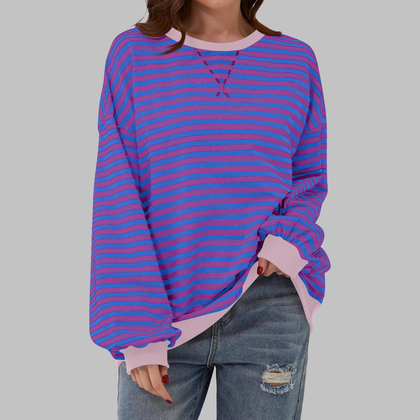 Striped long sleeve sweatshirt for women | Luka