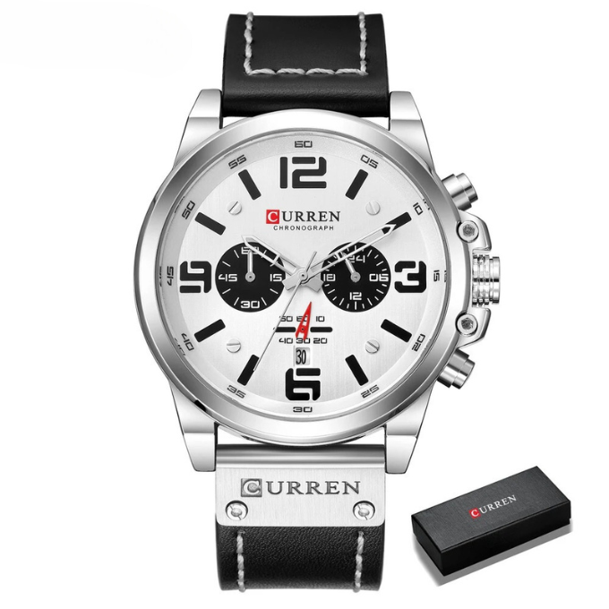 Chronograph leather-strap classic watch for men | The Hudson Classic -24