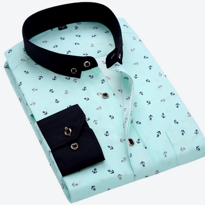 Nautical print long sleeve shirt for men | Marcellin