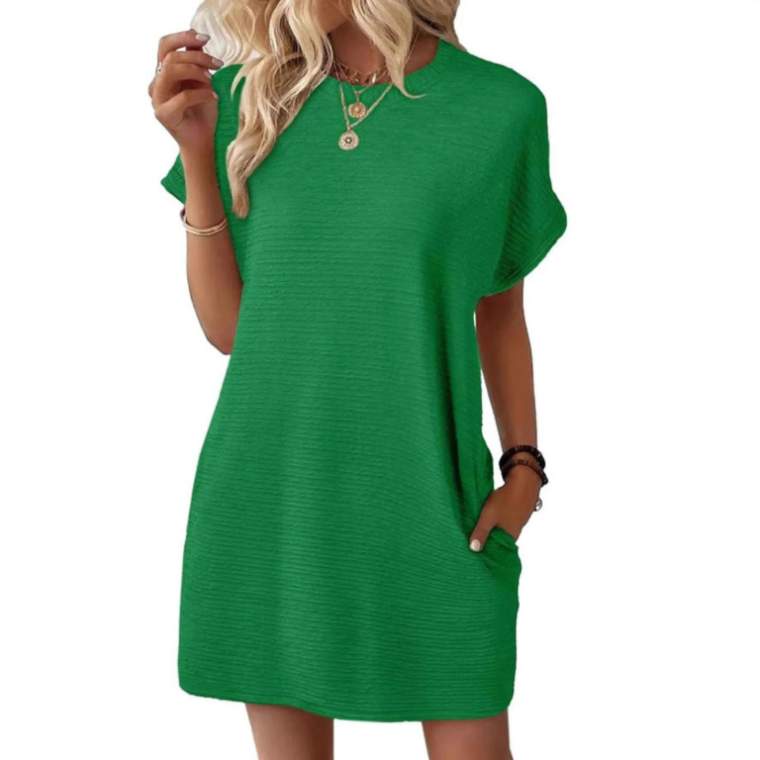 Casual minimalist round-neck everyday summer dress for women | Evasha -12