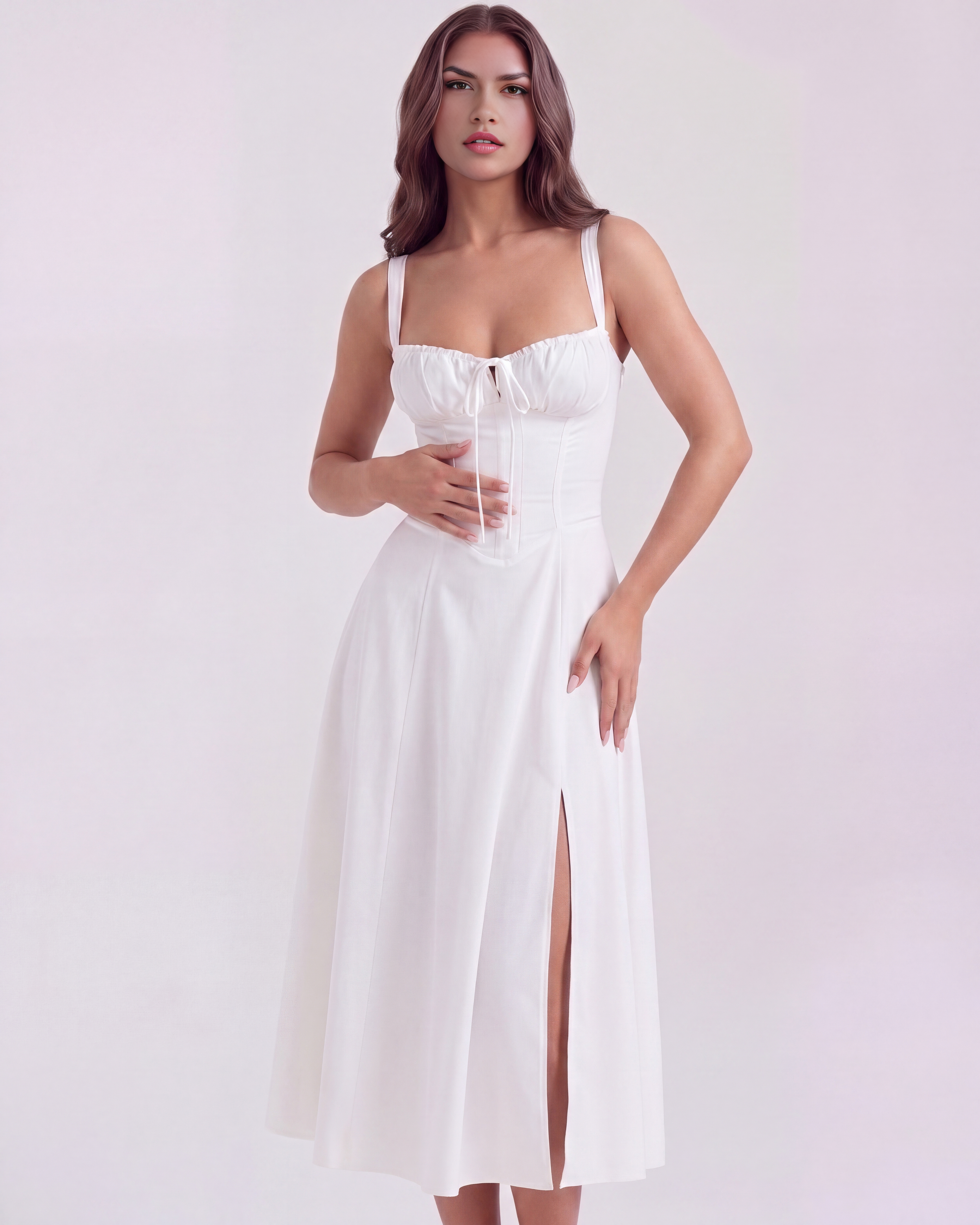 Corseted midi dress for women | Aurora