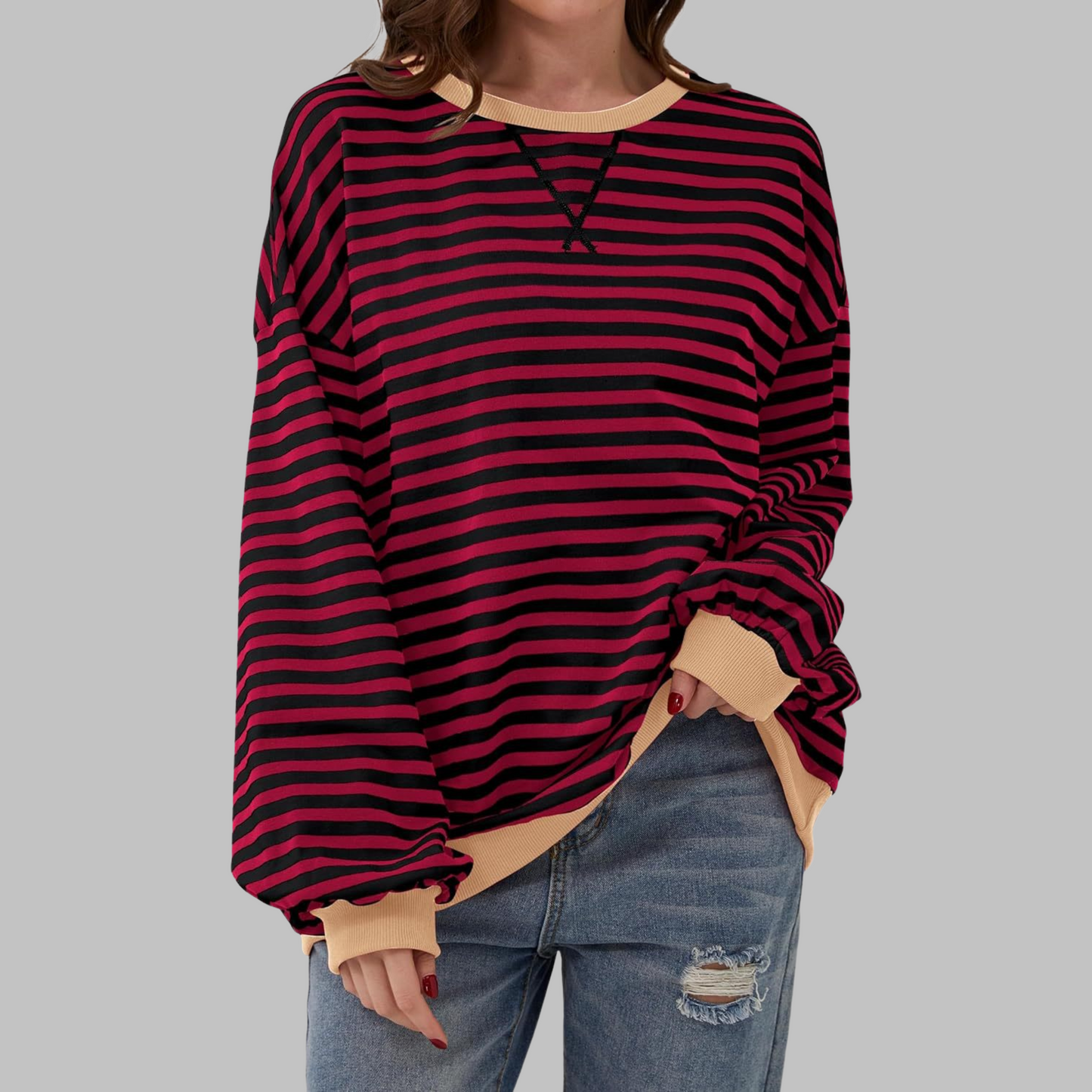 Striped long sleeve sweatshirt for women | Luka