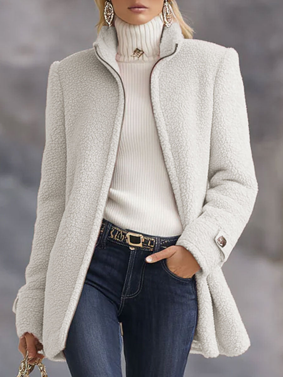 Vintage-inspired zip-up fleece jacket for women | Rosmelle -4