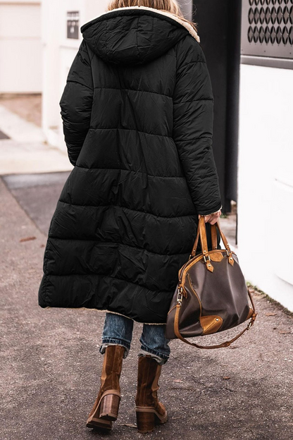 Elegant reversible long coat for women | Elvoria