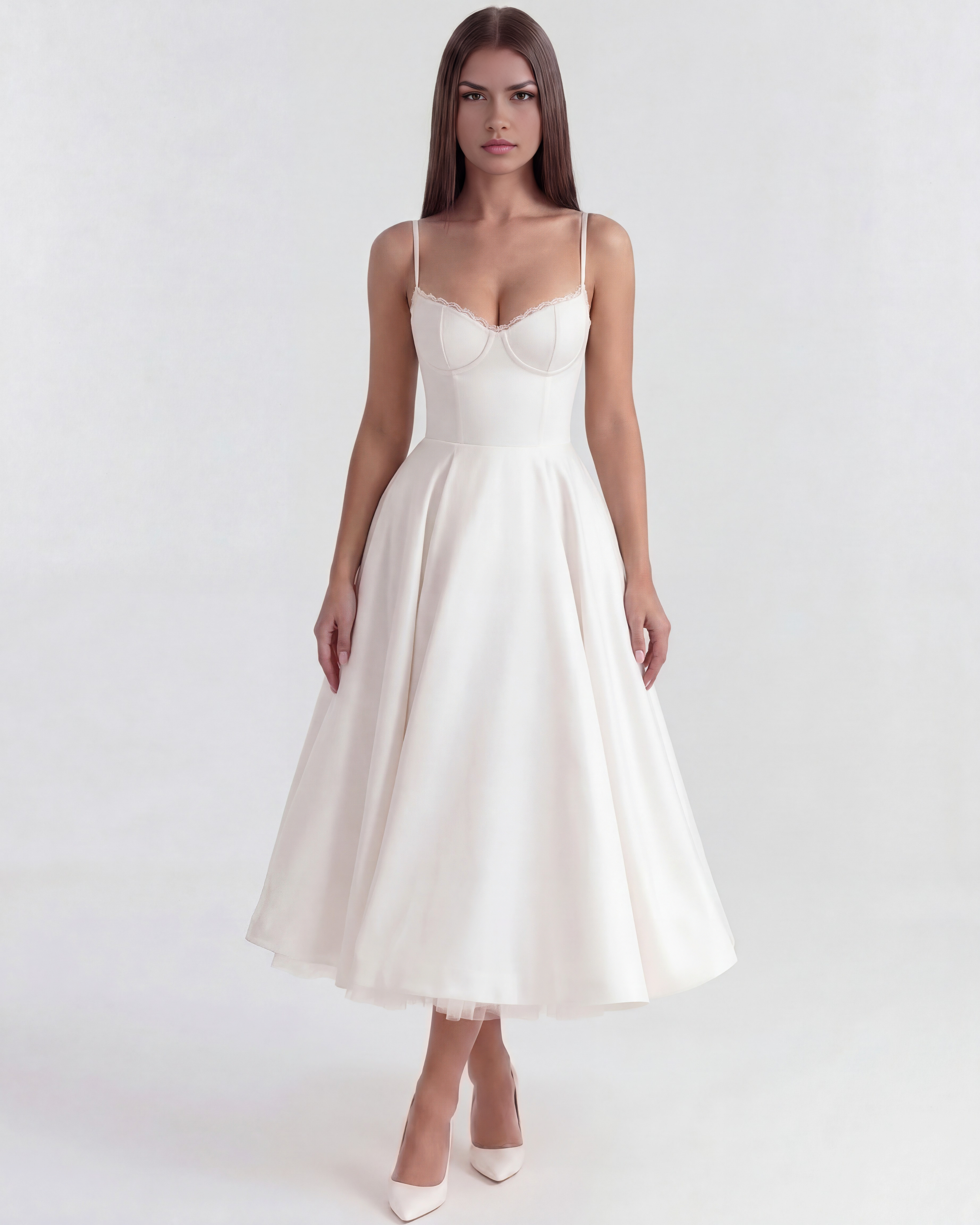 Satin boned corset midi dress for women | Selene