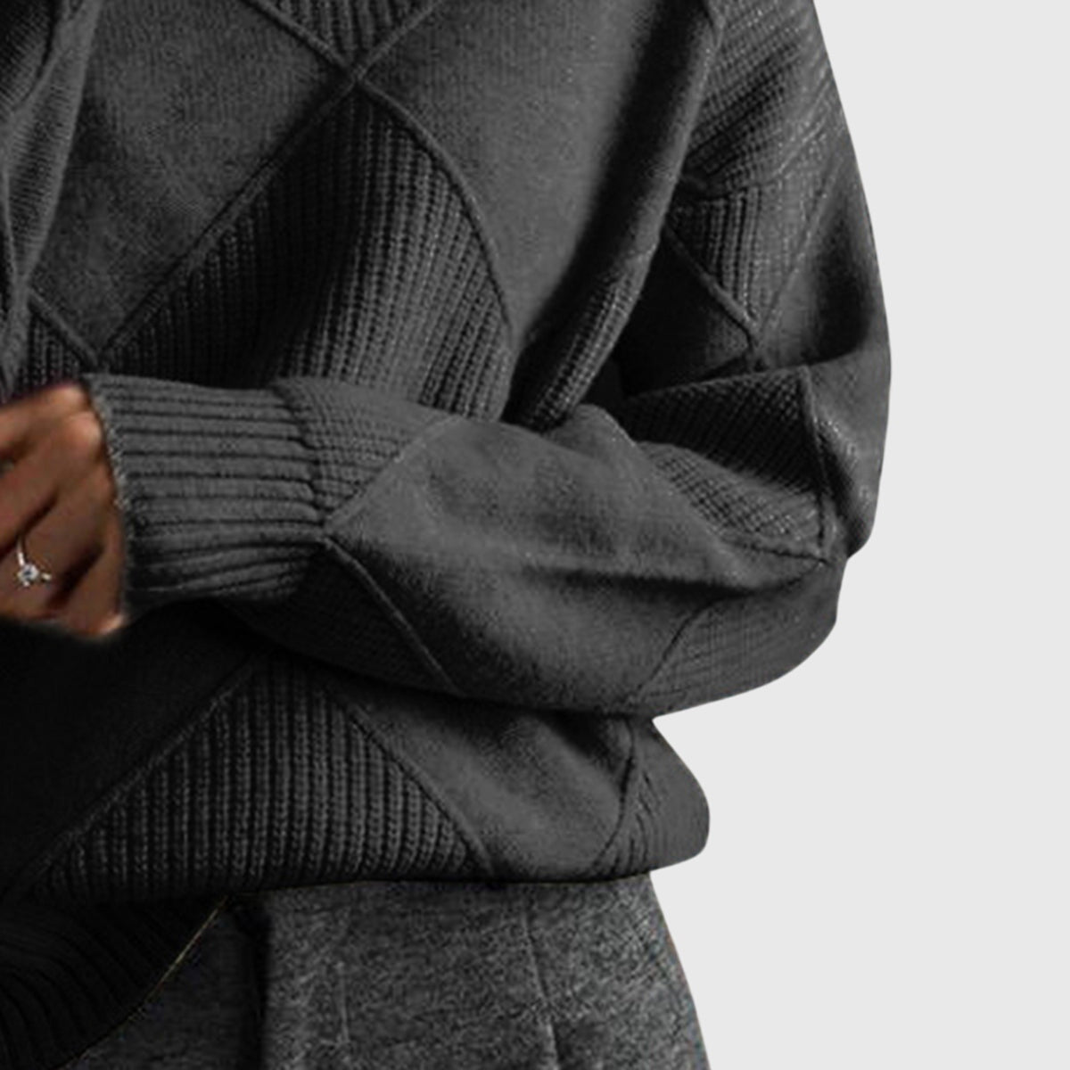 Modern geometric turtleneck sweater with relaxed fit Women | Angela Nova