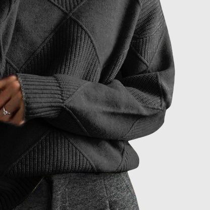 Modern geometric turtleneck sweater with relaxed fit Women | Angela Nova
