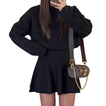 Half-high neck long sleeve sweater dress for women | Phoebe