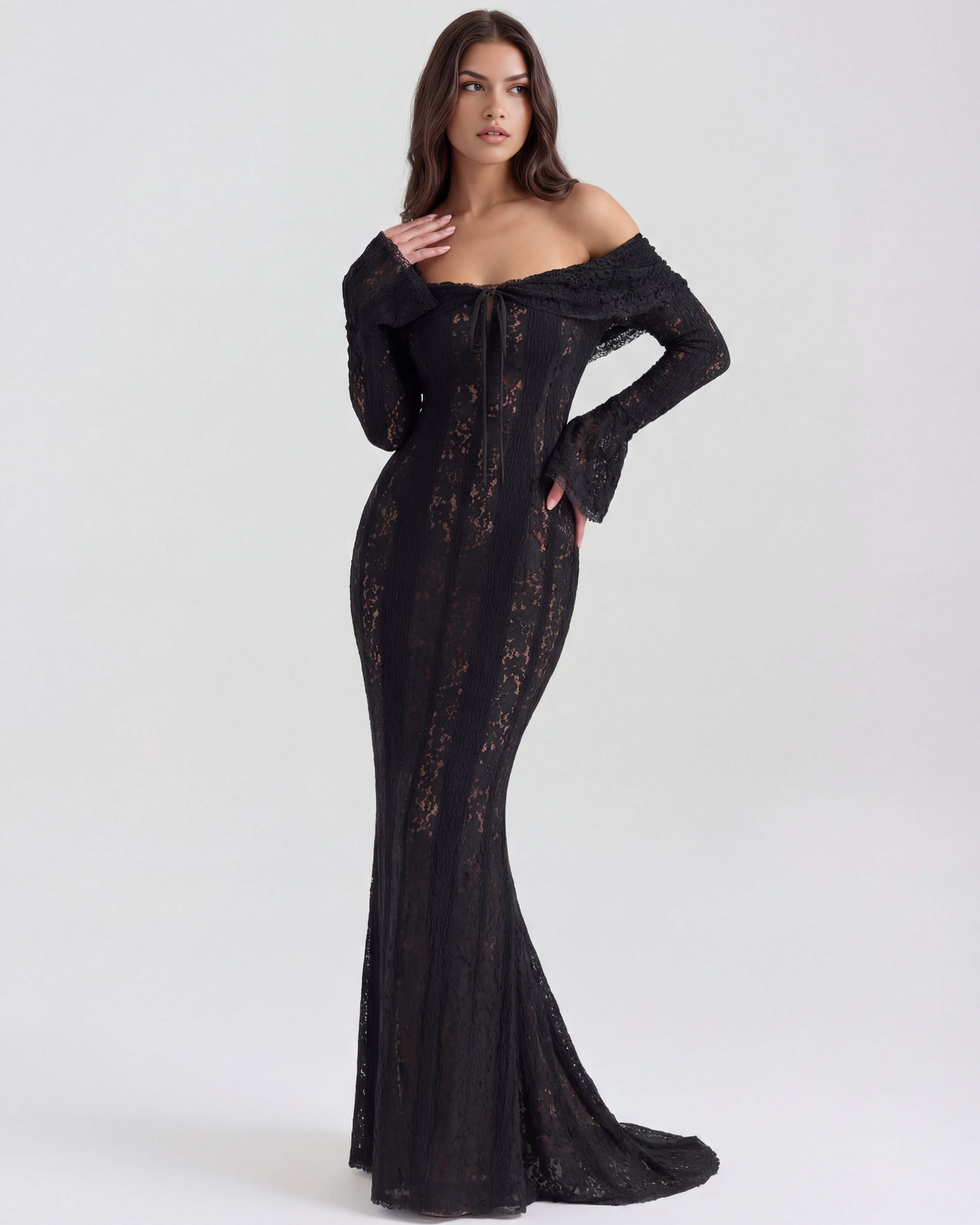 Off-shoulder elegant maxi dress for women | Alessandra