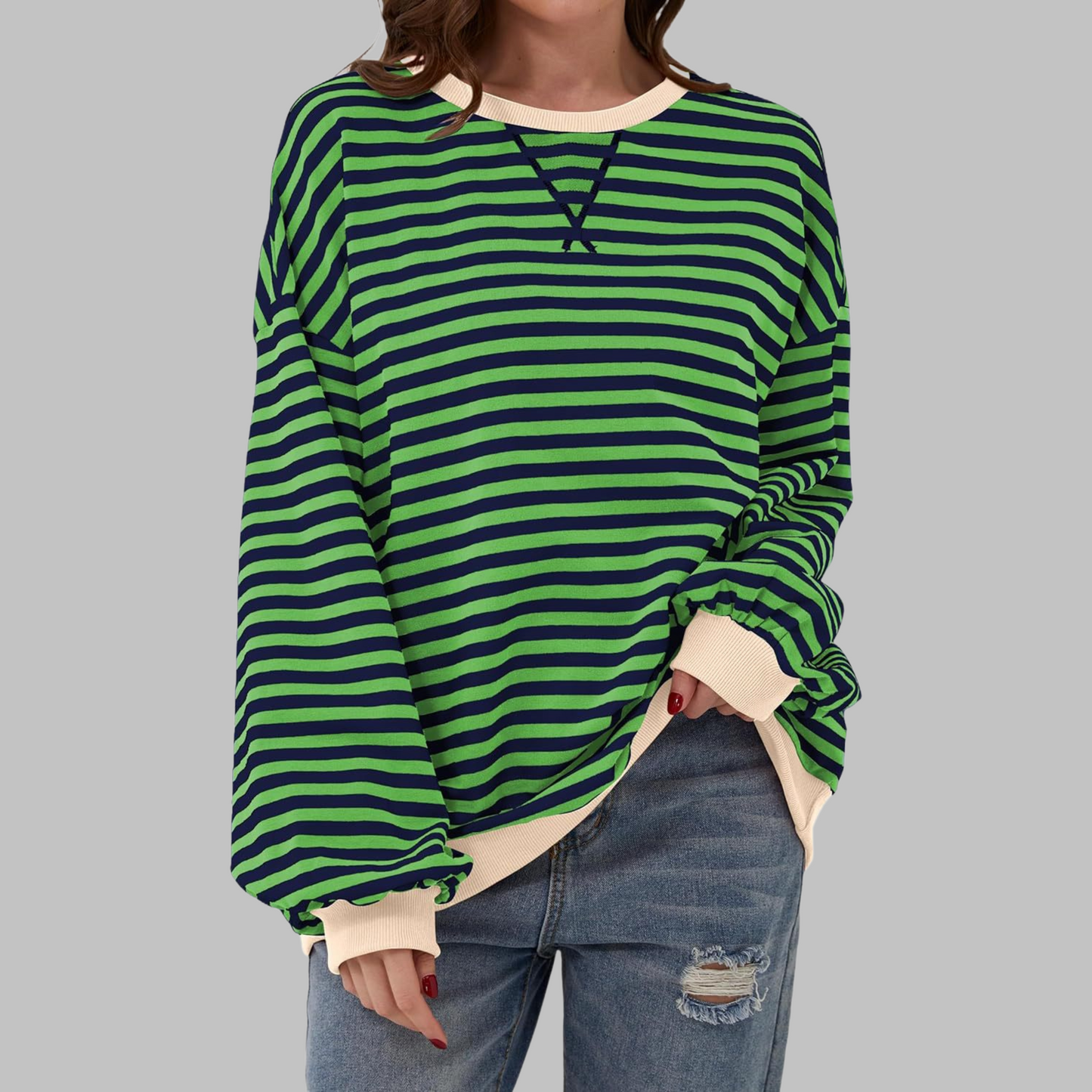 Striped long sleeve sweatshirt for women | Luka