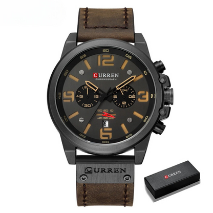 Chronograph leather-strap classic watch for men | The Hudson Classic -19