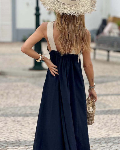 Elegant cross-neck maxi dress for women | Selene
