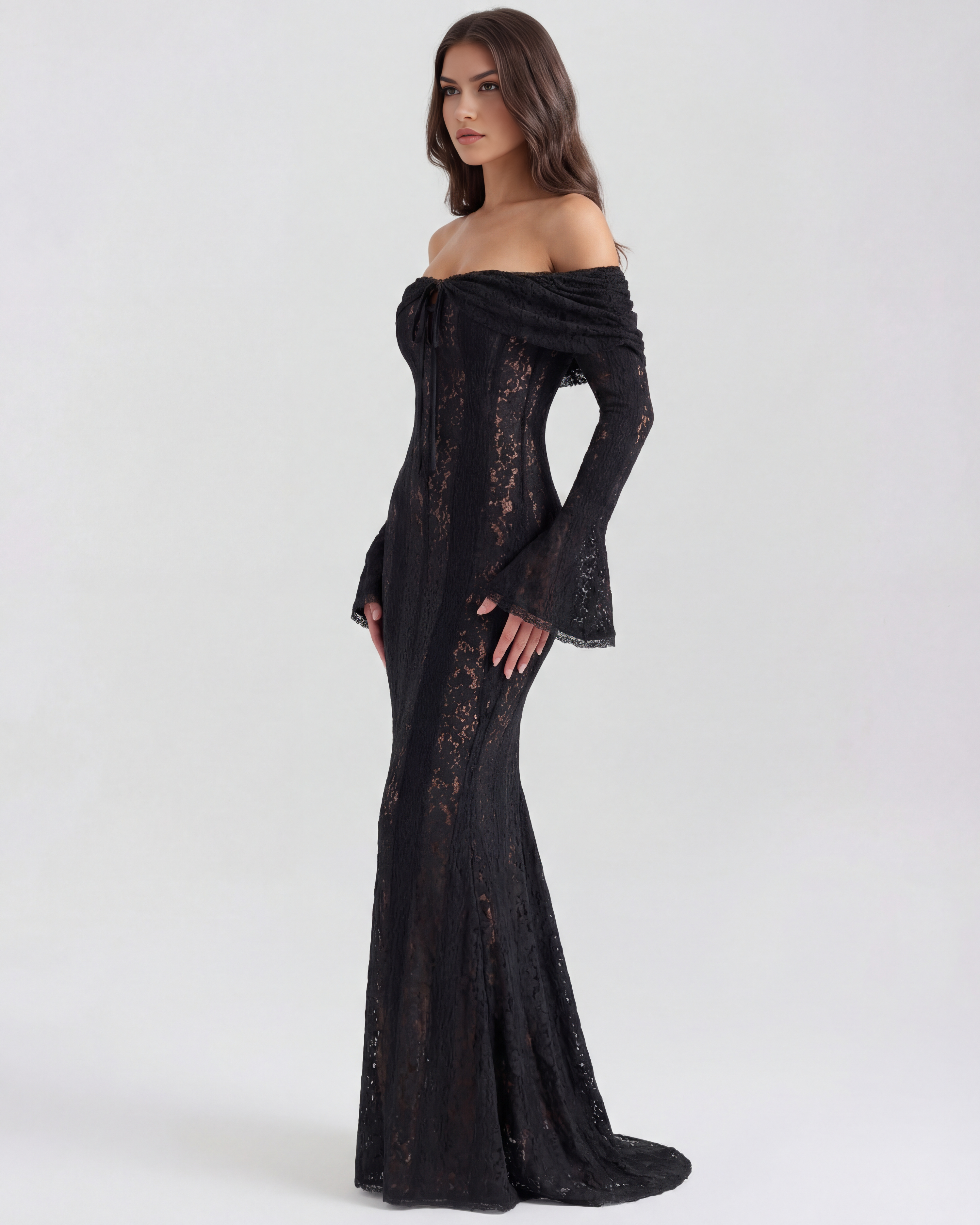 Off-shoulder elegant maxi dress for women | Alessandra
