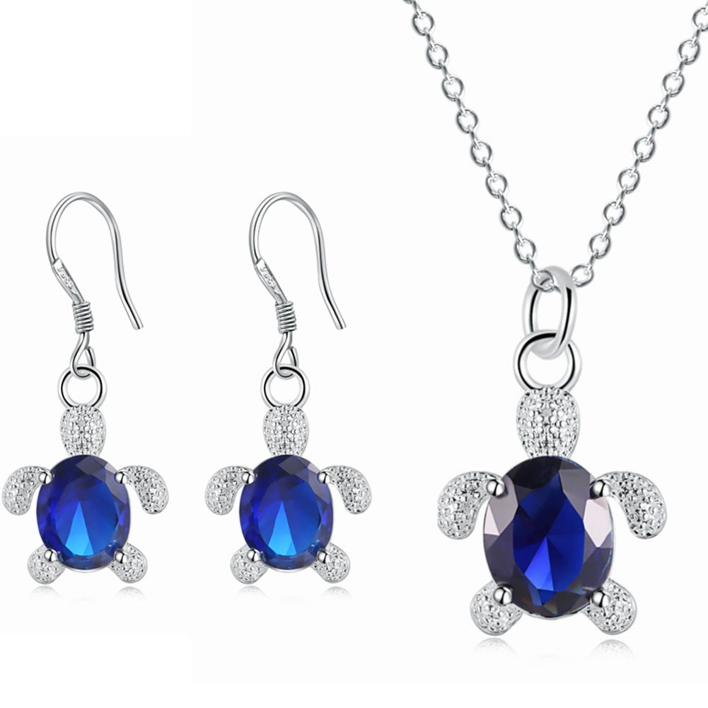 Ocean guardian pendant necklace set for women | Aqua -3