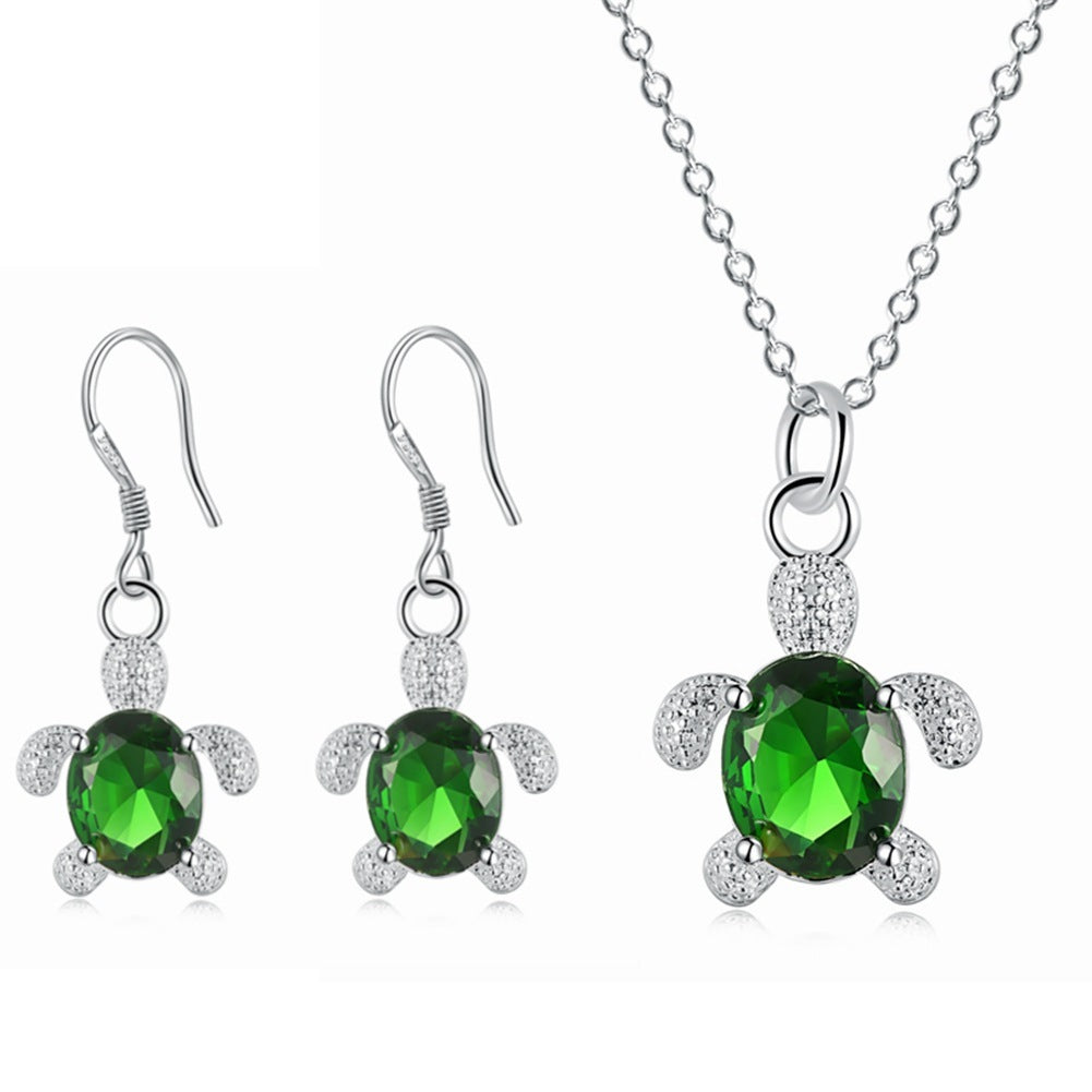 Ocean guardian pendant necklace set for women | Aqua -6