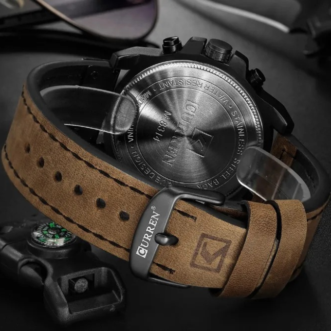 Chronograph leather-strap classic watch for men | The Hudson Classic -11