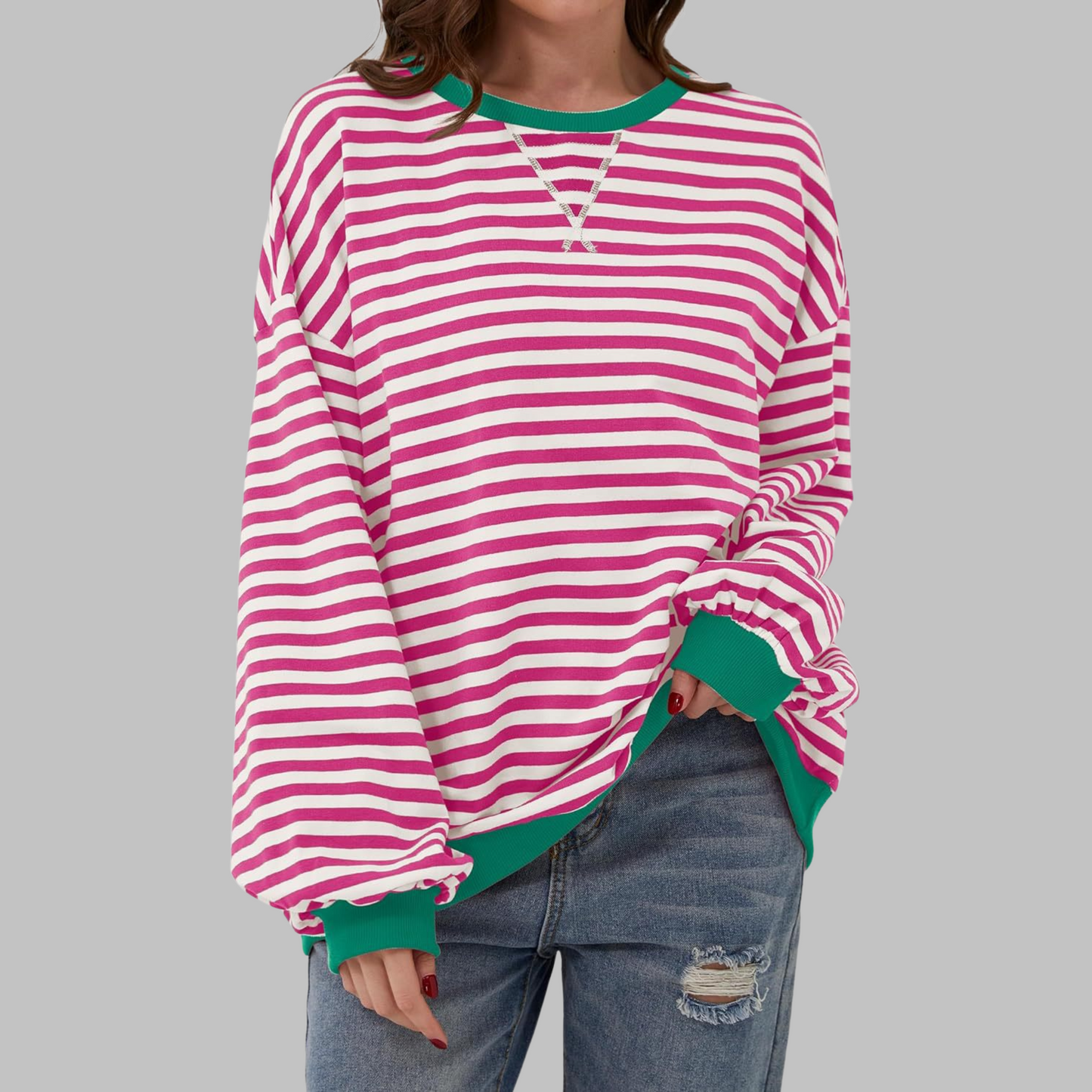 Striped long sleeve sweatshirt for women | Luka