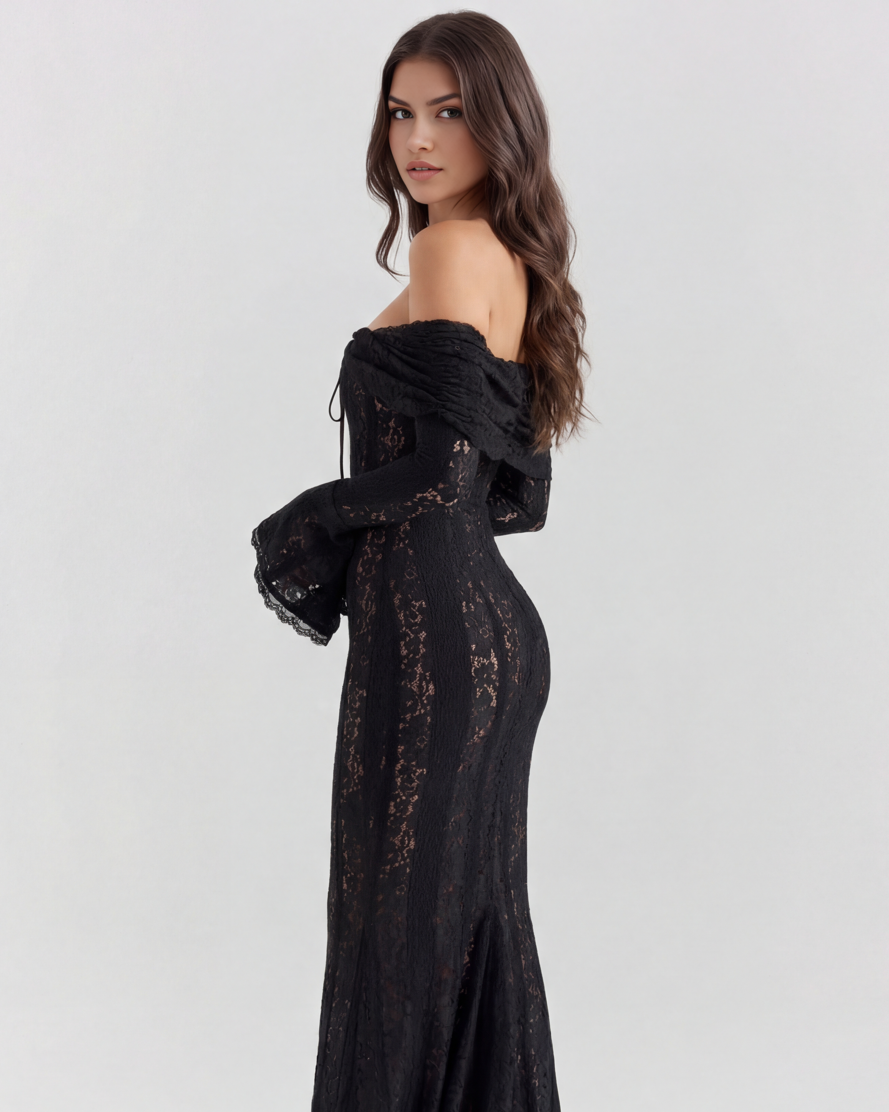 Off-shoulder elegant maxi dress for women | Alessandra