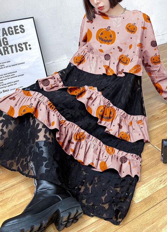 Bohemian Black Ruffle Panel Autumn Dress Chic For Women | Seraphine