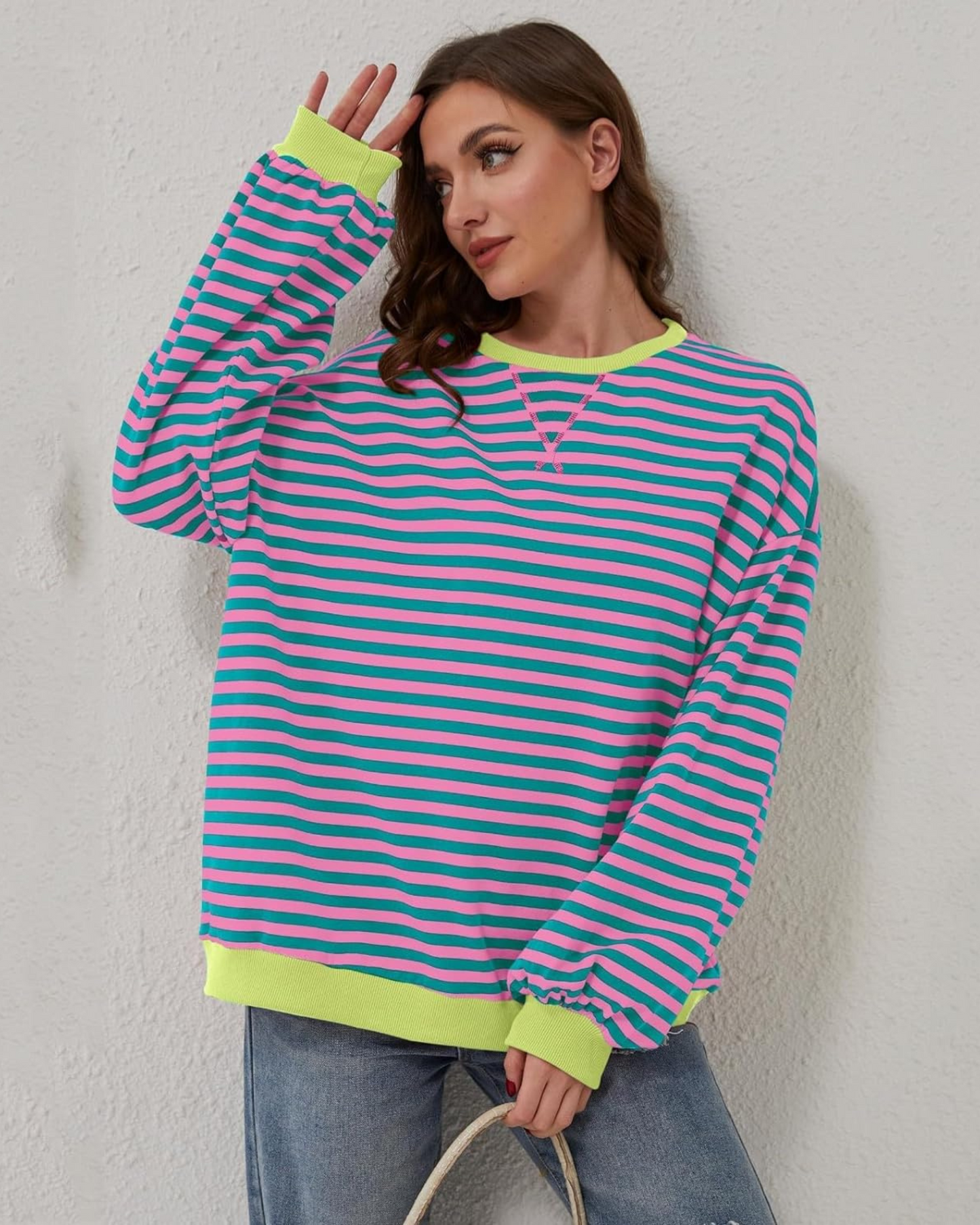 Striped oversized sweatshirt for women | Roxanne