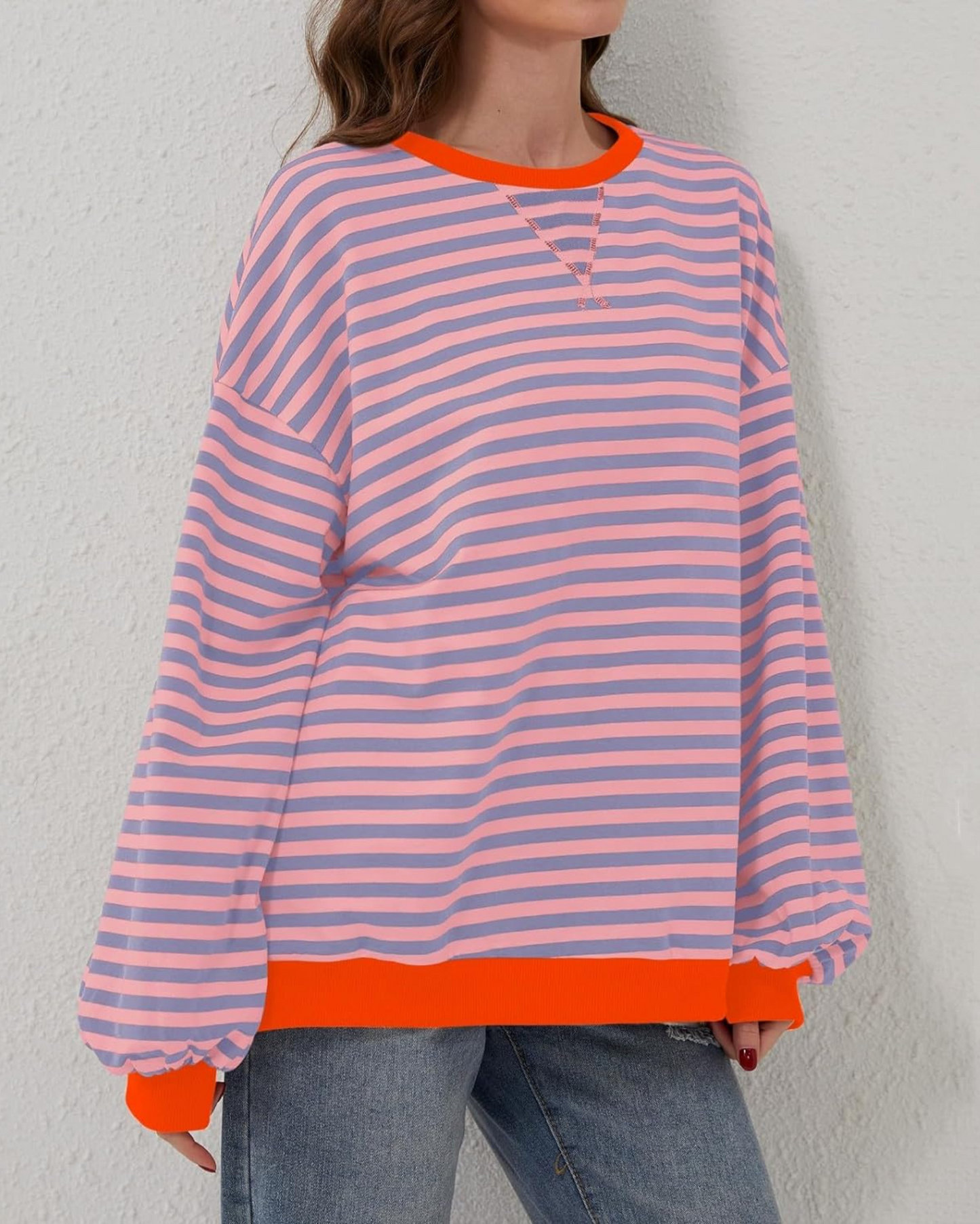 Striped oversized sweatshirt for women | Roxanne