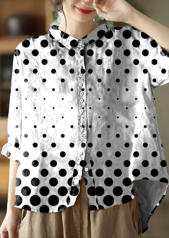 Orange Peter Pan Collar Button Blouse Chic for Women | Solenne