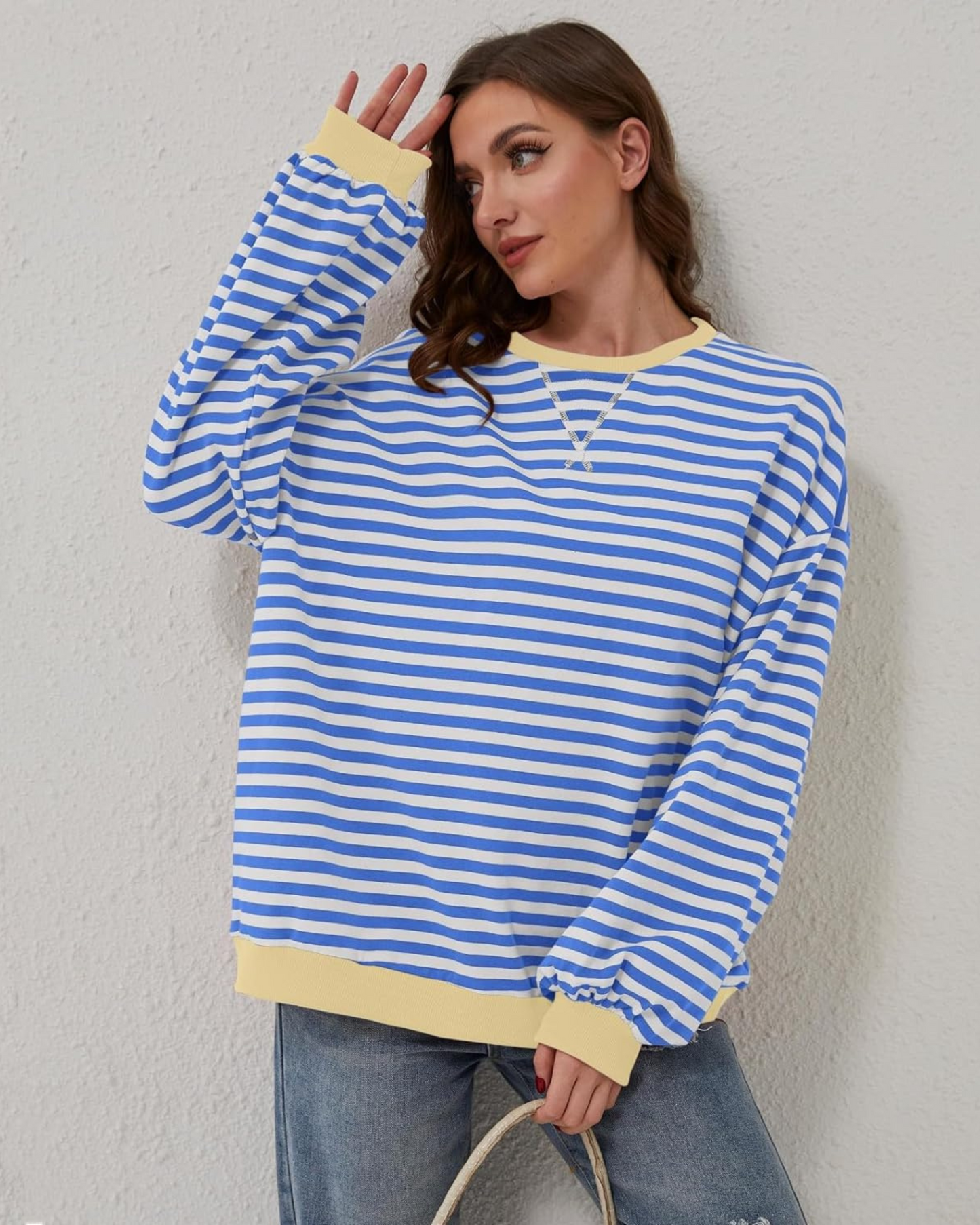 Striped oversized sweatshirt for women | Roxanne