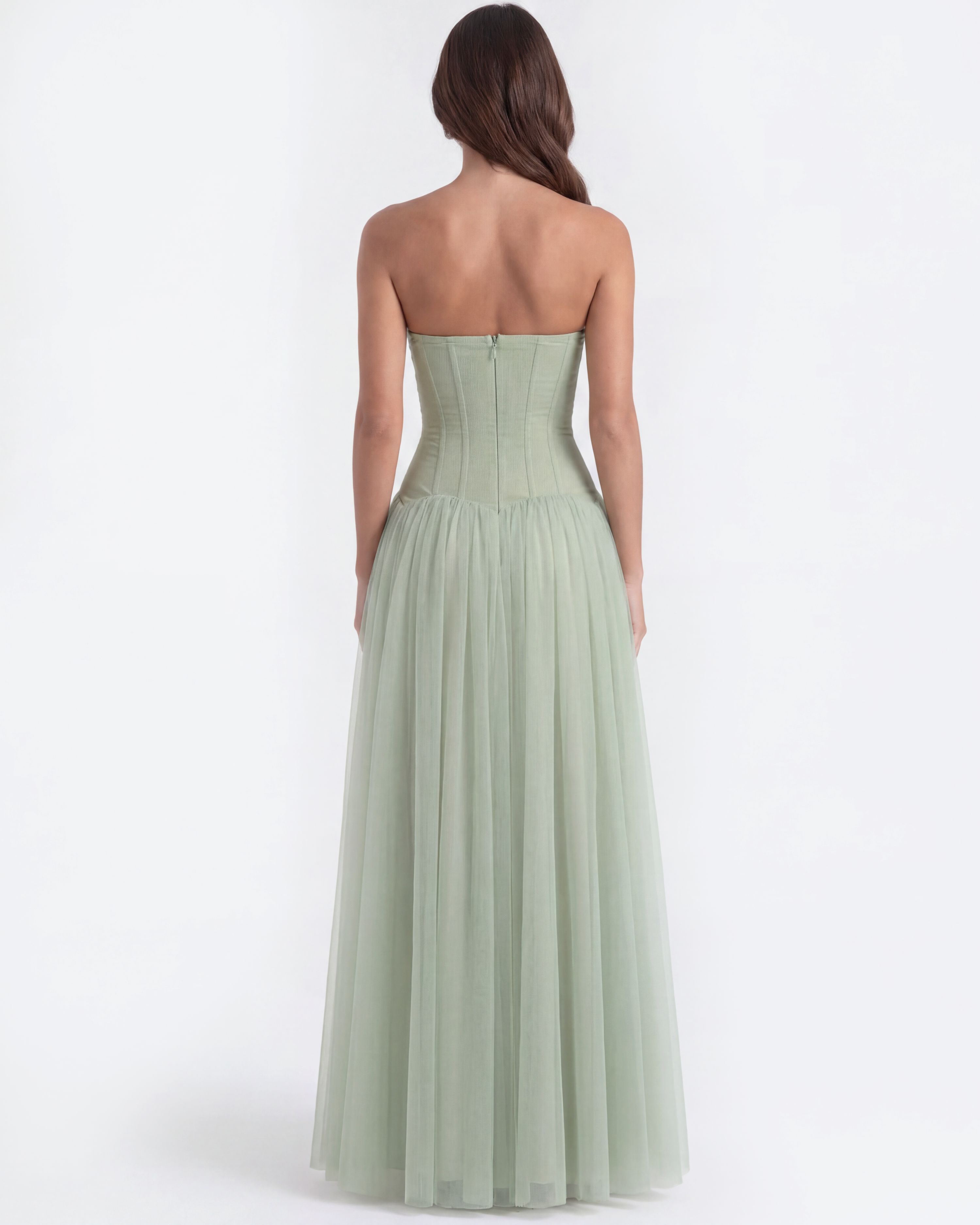 Strapless mesh maxi dress for women | Arabella