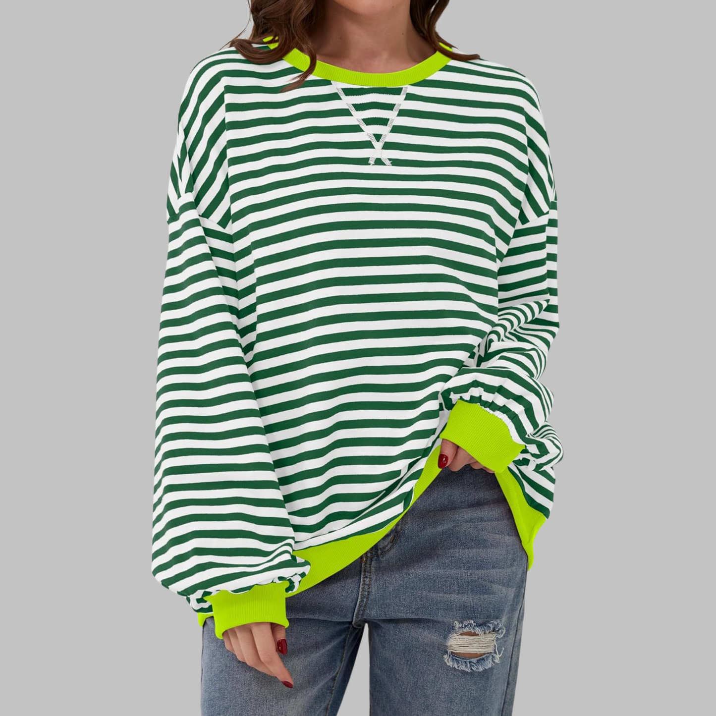 Striped long sleeve sweatshirt for women | Luka