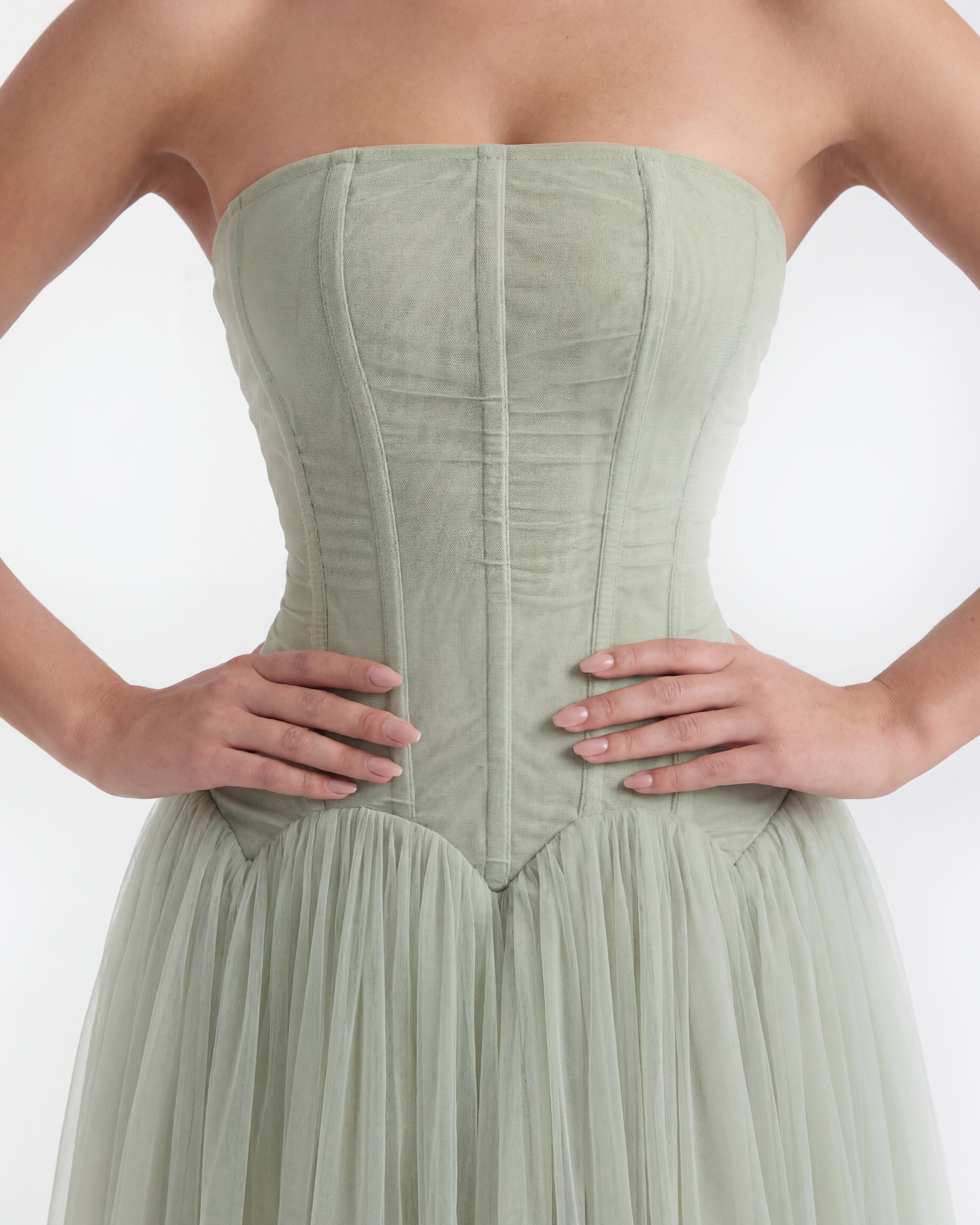 Strapless mesh maxi dress for women | Arabella