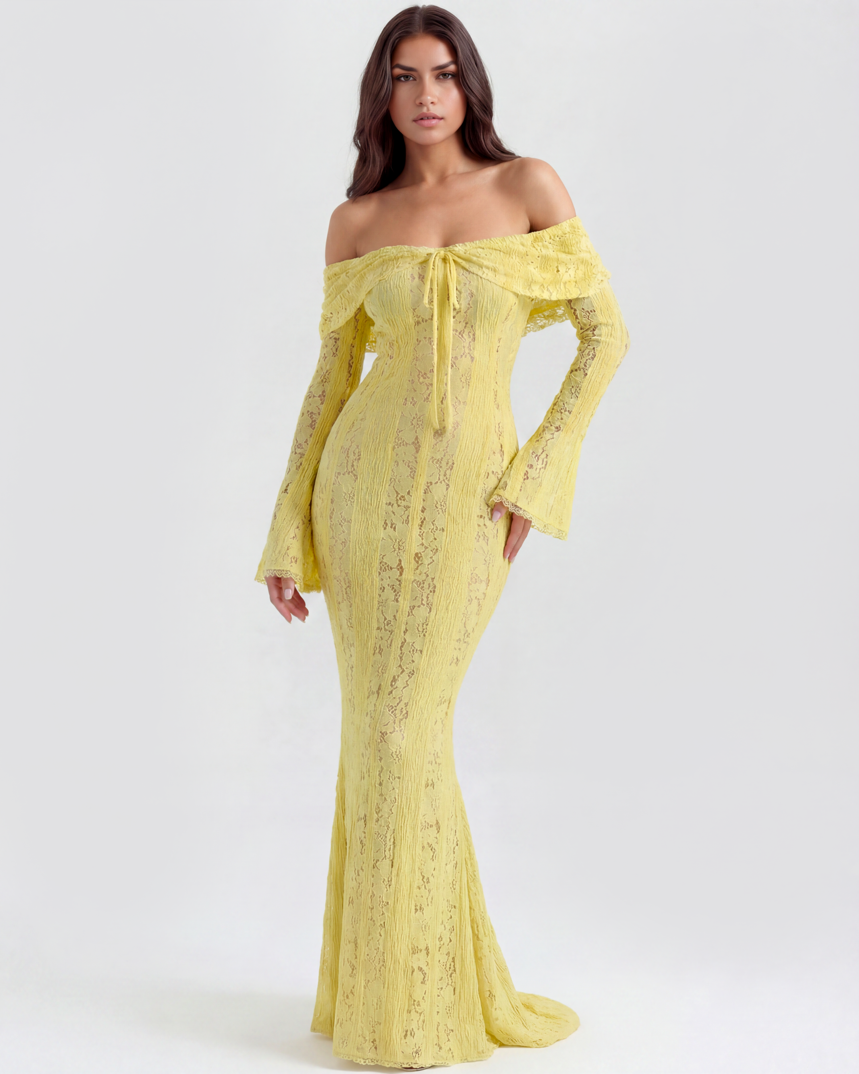 Off-shoulder elegant maxi dress for women | Alessandra
