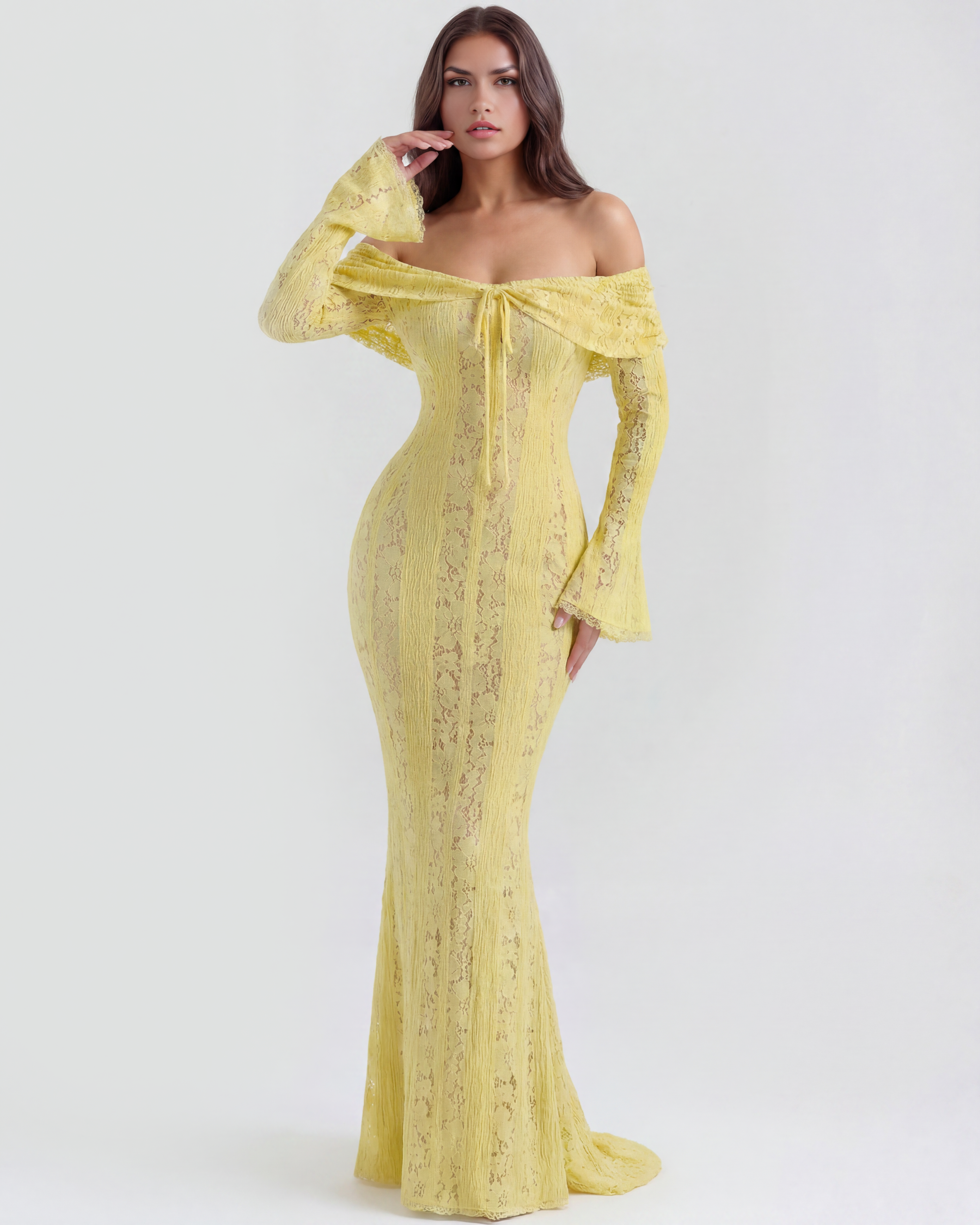 Off-shoulder elegant maxi dress for women | Alessandra