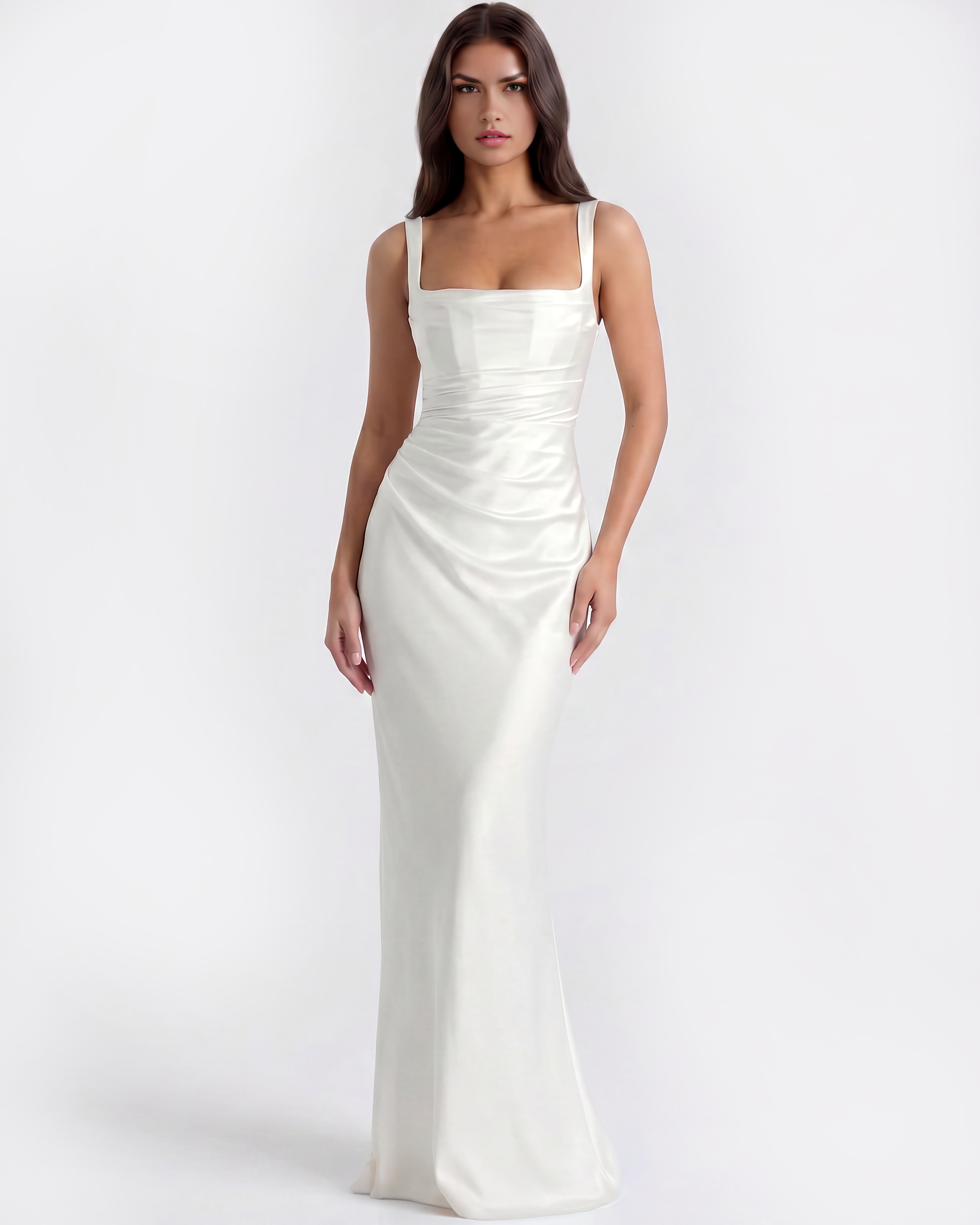 Satin corset lace-up maxi dress for women | Adrienne