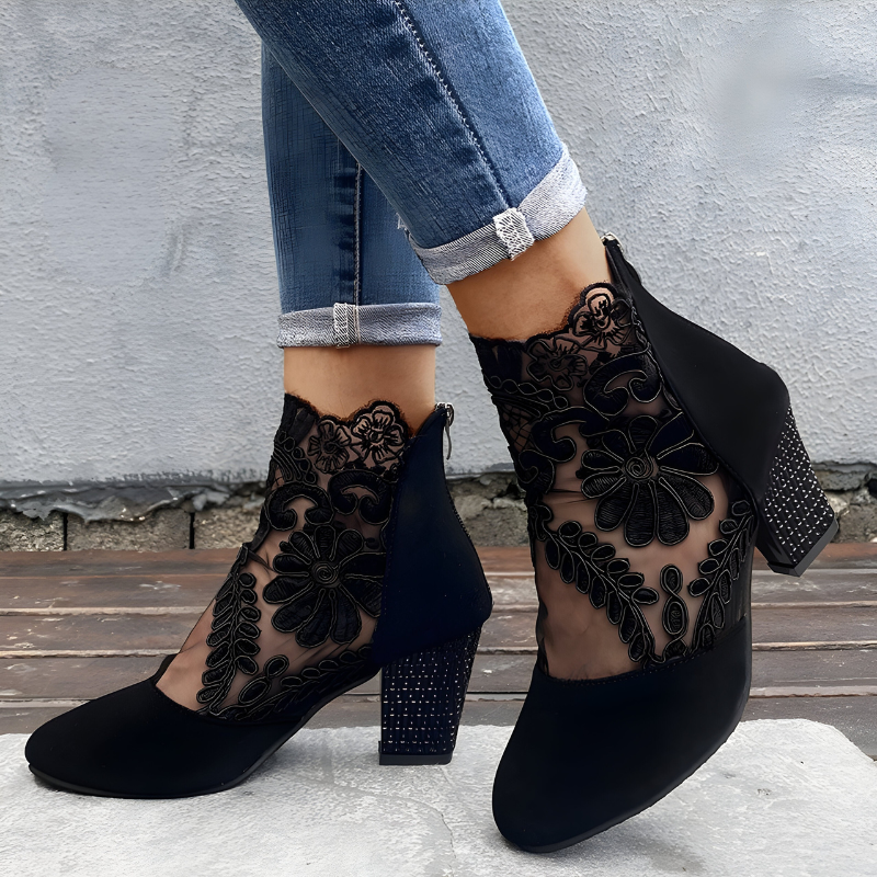 Ankle strap block heel shoes for women | Margarith
