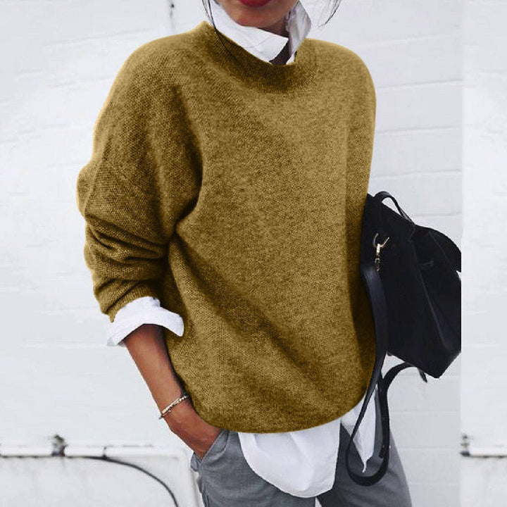 Elegant classic round-neck knit sweater Cozy for Women | Elena Grace