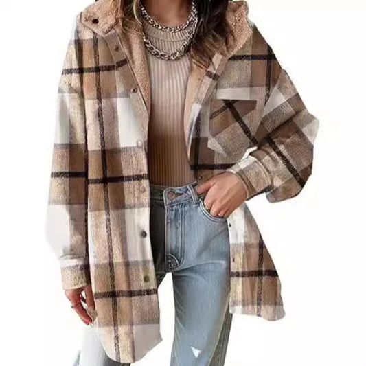 Hooded plaid jacket for women | Tallulah