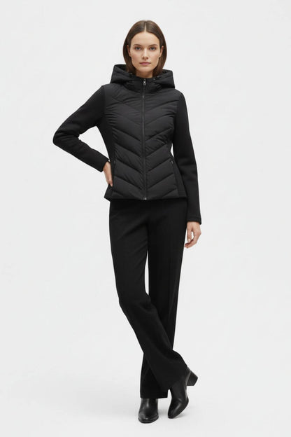 Hooded puffer jacket with streamlined silhouette for women | Caurelle
