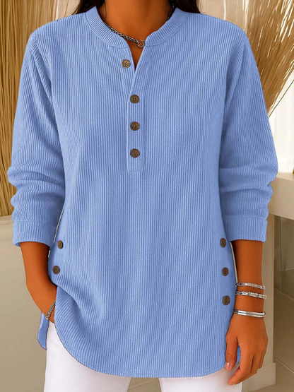 Classic button henley tunic top for women | Eden -1