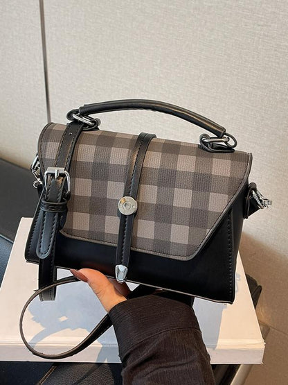 Contrast stitching small square shoulder bag for women | Avanlie